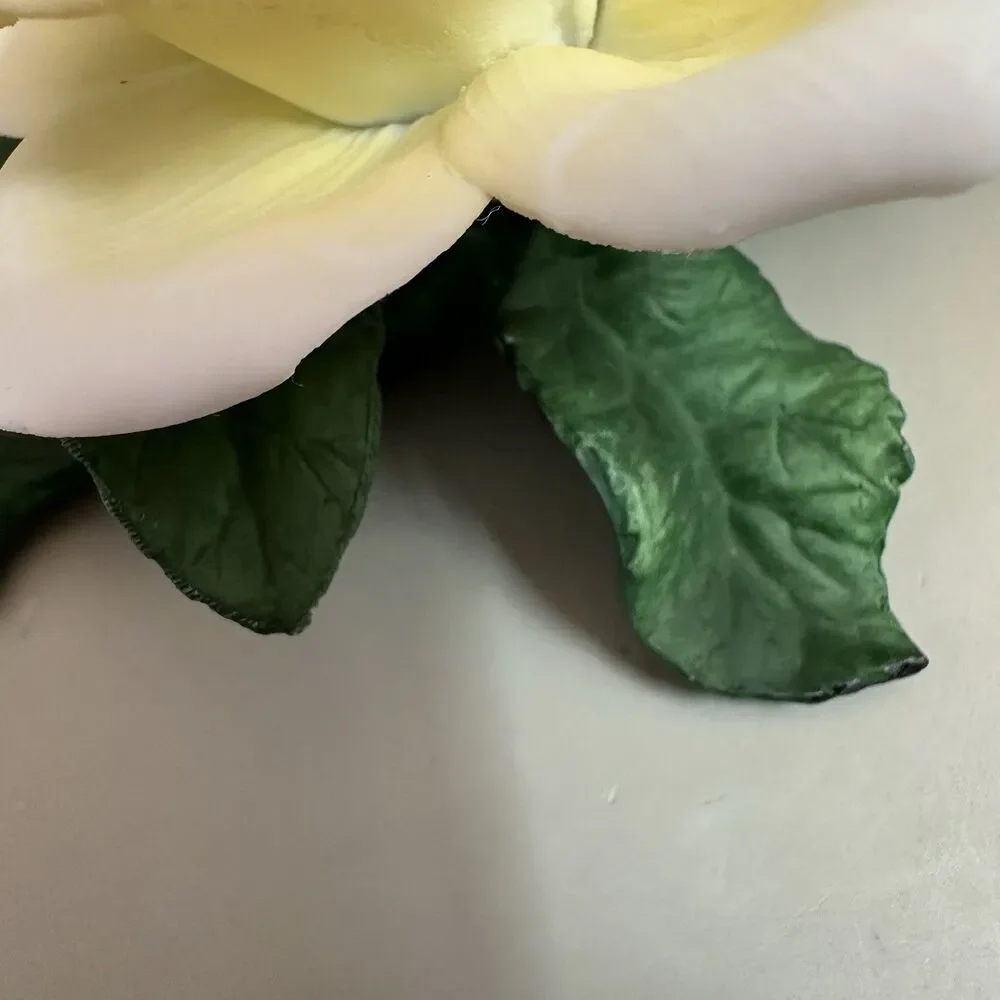 Vintage Porcelain White Rose Figurine Ceramic Flower Sculpture Capodimonte Style